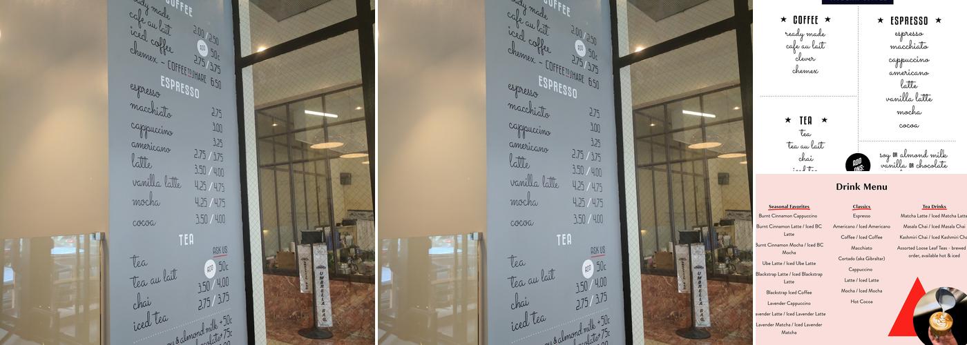 modern coffee Menu
