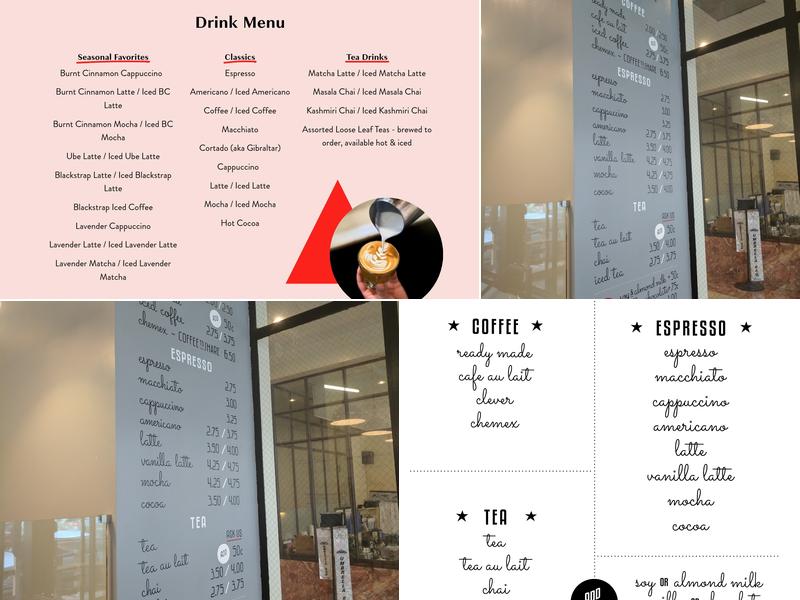 modern coffee Menu