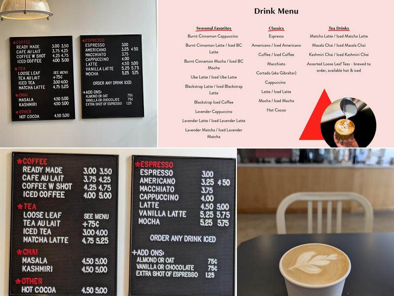 modern coffee Menu
