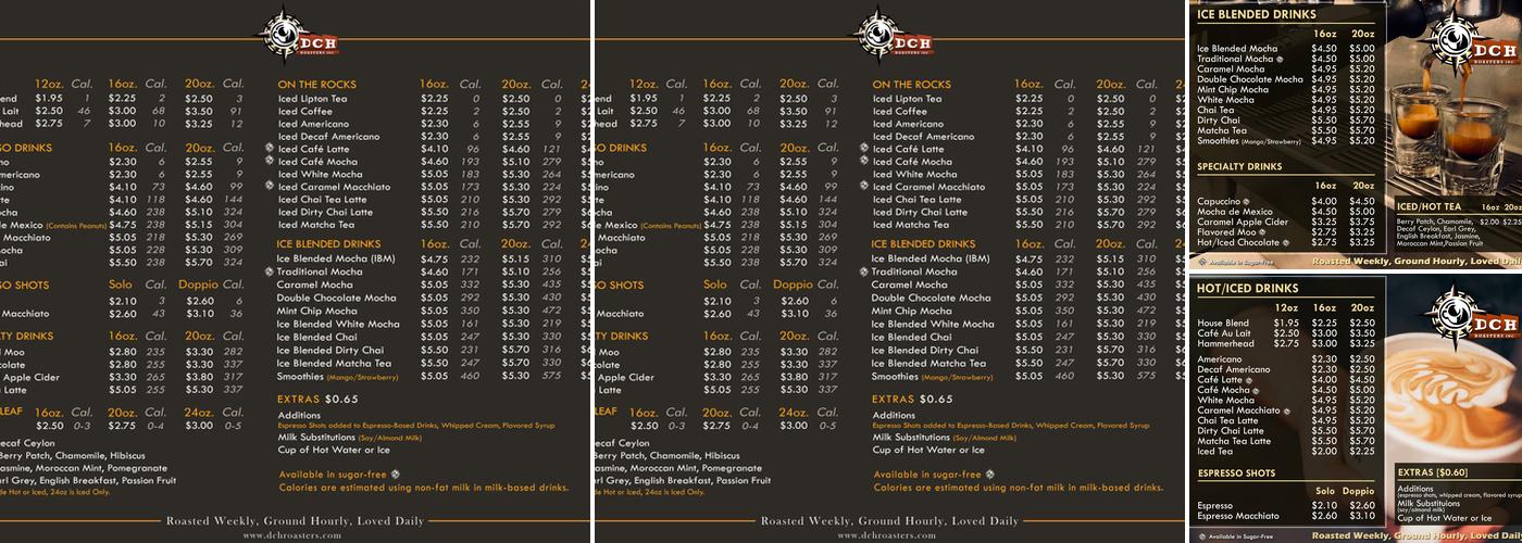 DCH Roasters - Park Sierra Menu