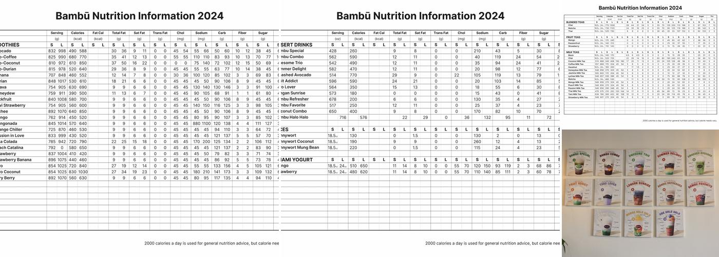 Bambū Desserts & Drinks Menu
