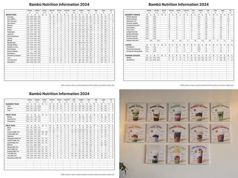 Bambū Desserts & Drinks Menu