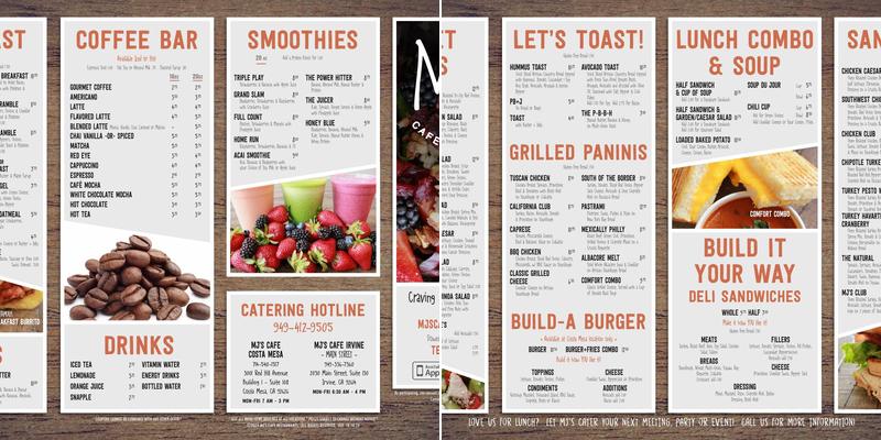 MJ's Cafe Irvine Menu