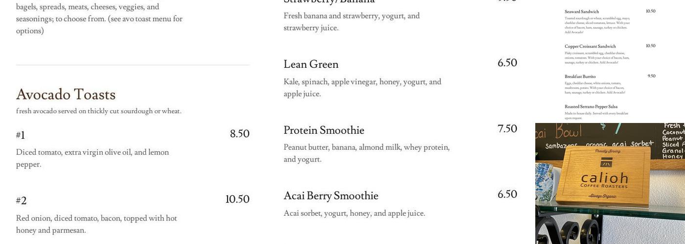 The Copper Coffee Pot Cafe Menu