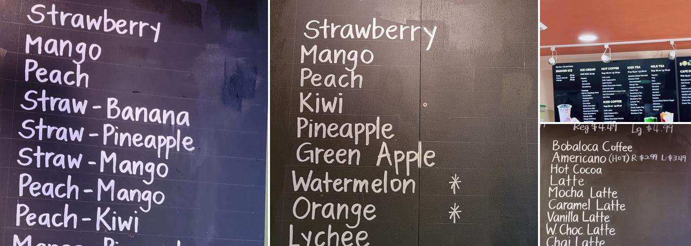 Bobaloca Menu