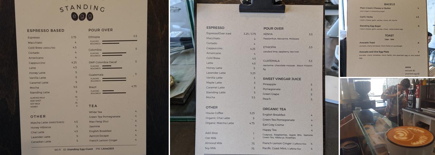 Standing Egg Menu