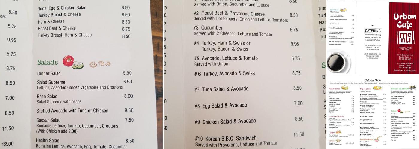 Urban Cafe III Menu