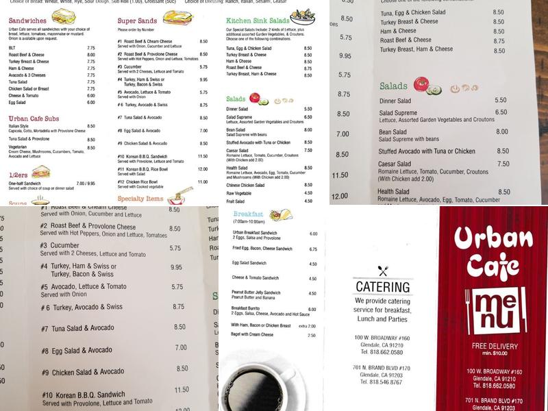 Urban Cafe III Menu