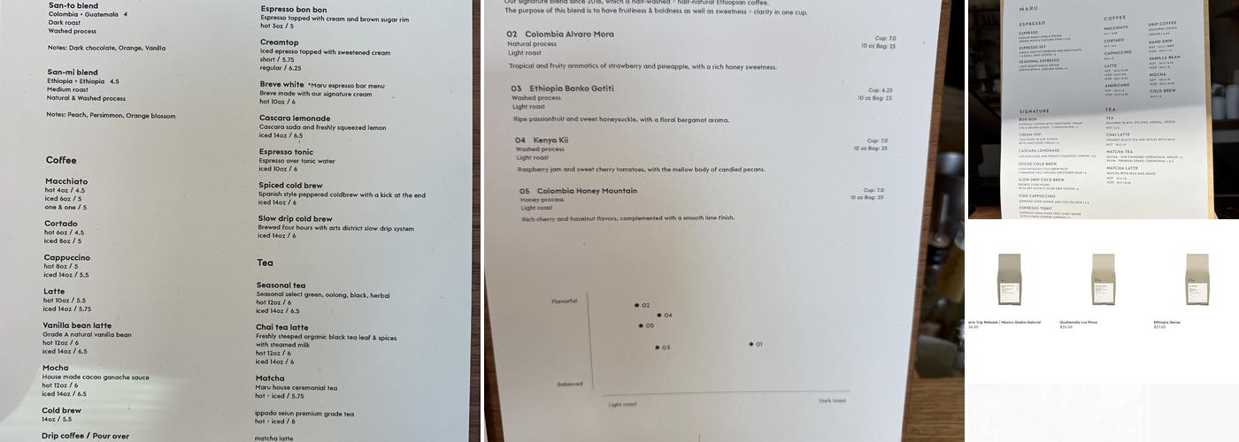 Maru Coffee Menu