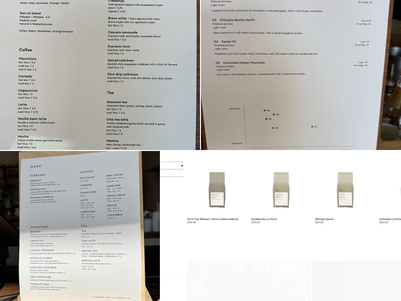 Maru Coffee Menu