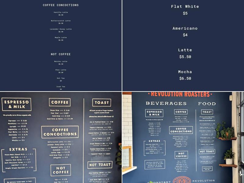 Revolution Roasters Menu