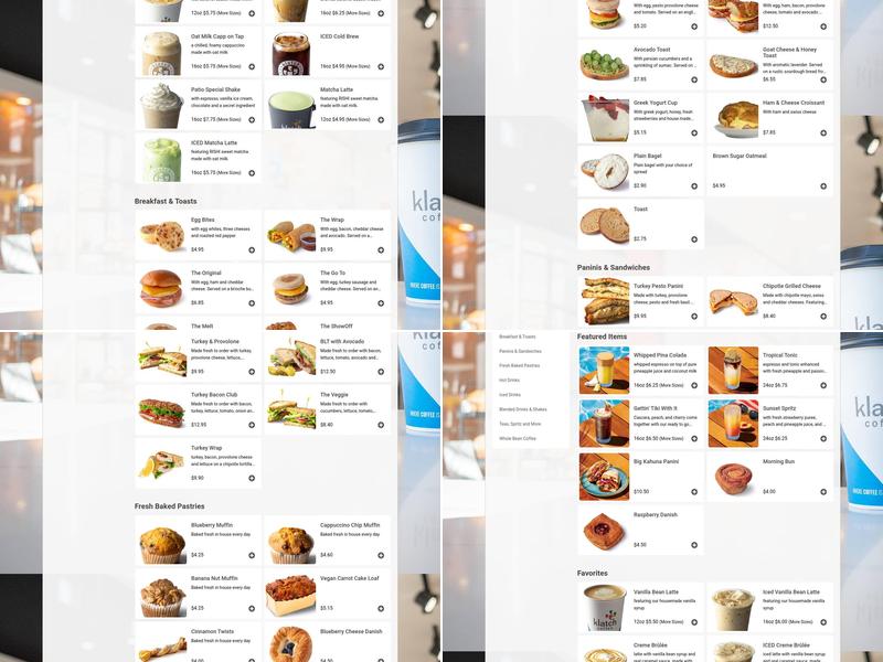 Klatch Coffee Ontario Menu