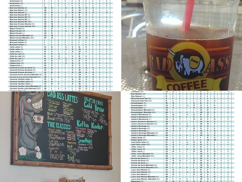 Bad Ass Coffee Menu