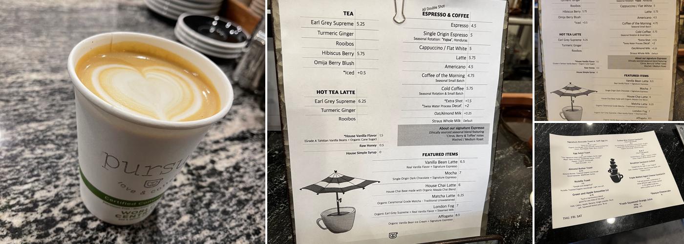 Pursue Coffee Menu