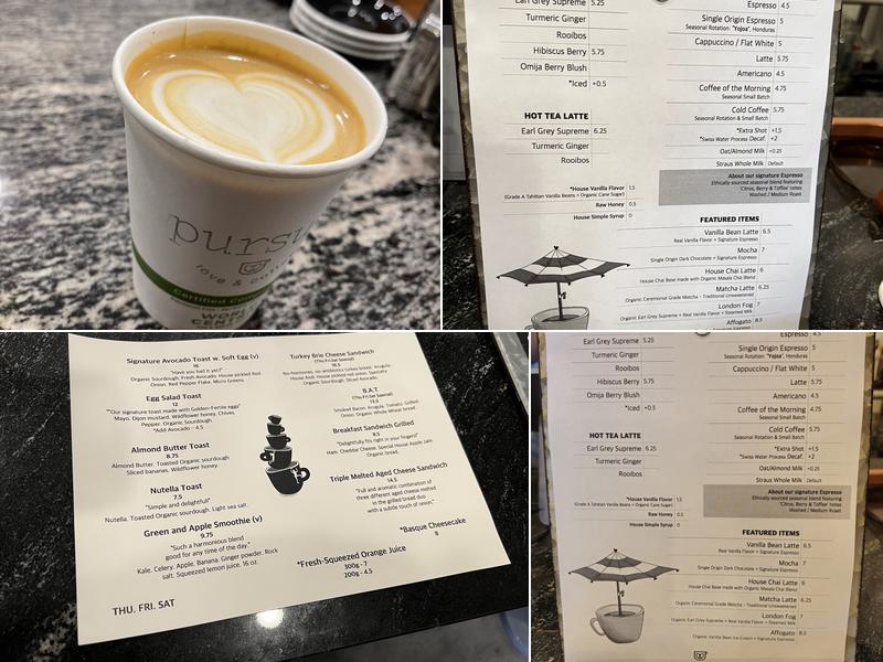 Pursue Coffee Menu