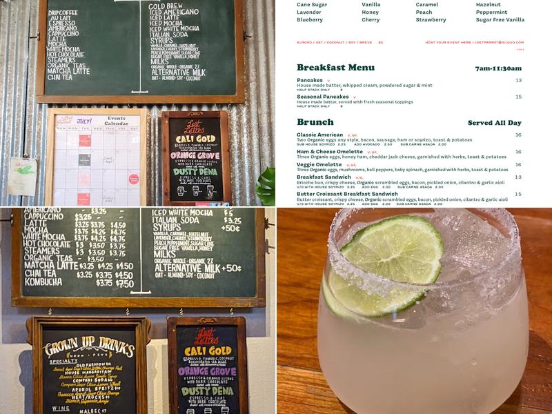 Lost Parrot Cafe Menu