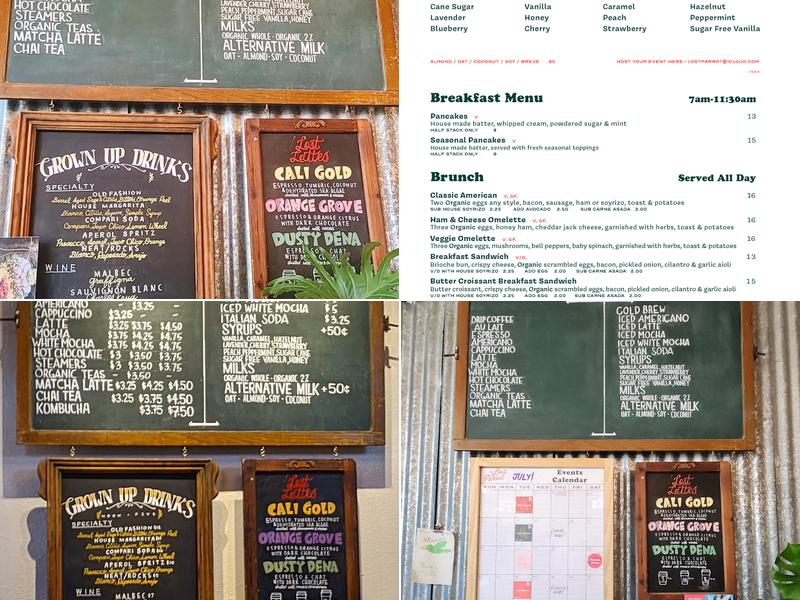 Lost Parrot Cafe Menu