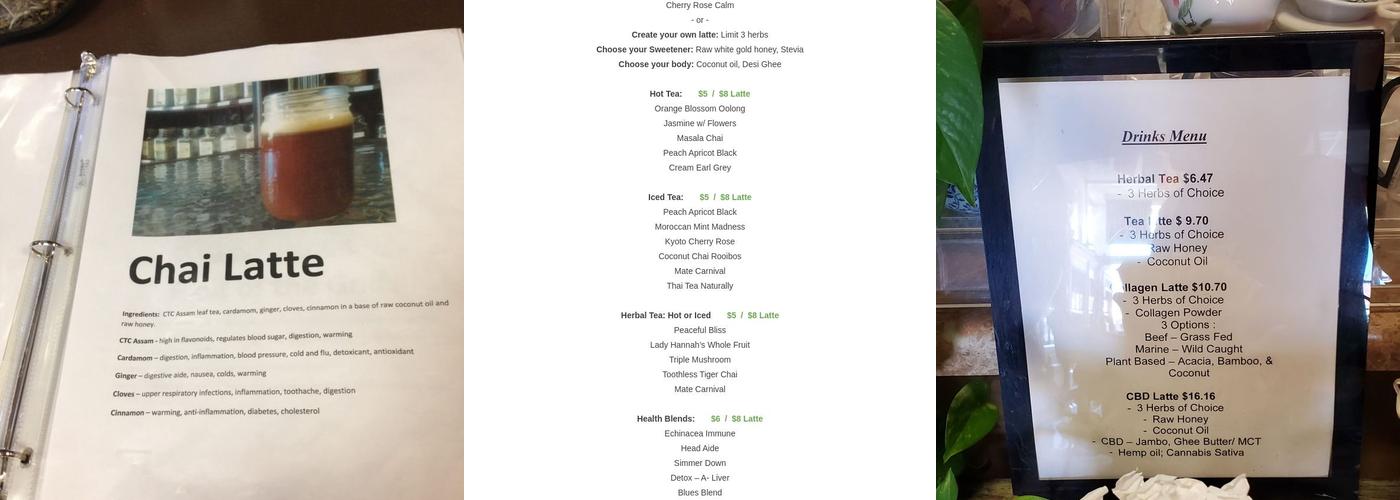 The Healing Tree Menu