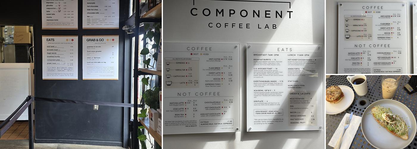 Component Coffee Visalia Menu