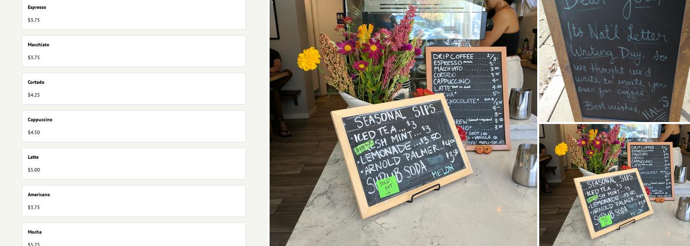 Hal's Office Coffee Menu