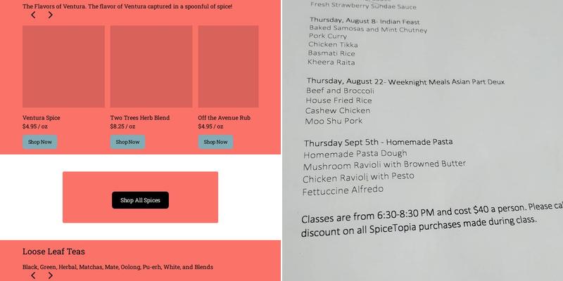 Spice-Topia Menu