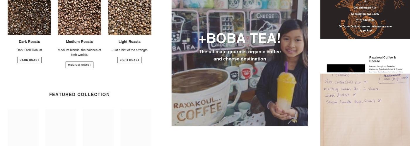 Raxakoul Coffee & Cheese Menu