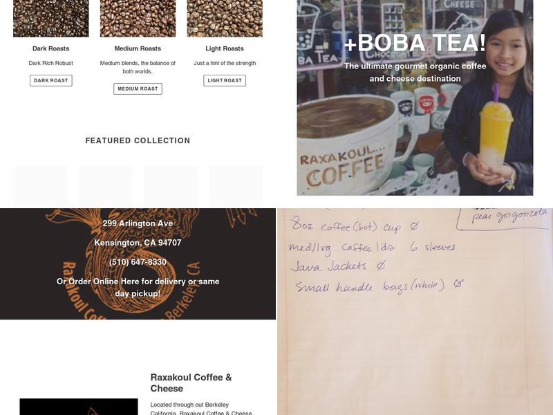 Raxakoul Coffee & Cheese Menu