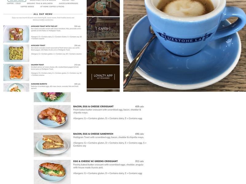 Bluestone Lane Santa Monica Coffee Shop Menu