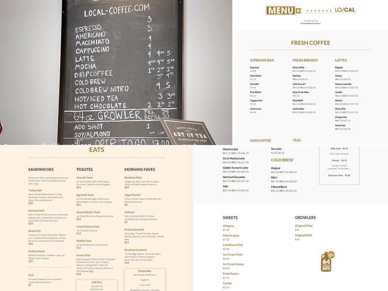 Lo/Cal Coffee & Market Menu