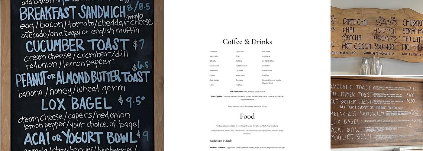 Lighthouse Coffee Menu