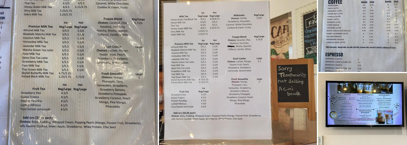 Hooked On Coffee Menu