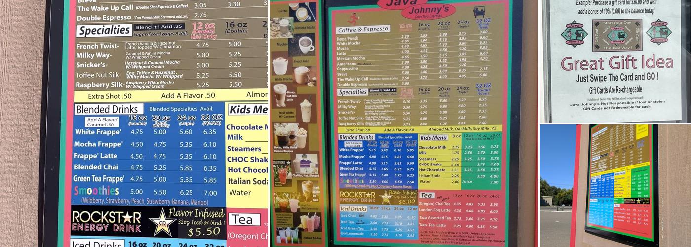 Java Johnny's Menu