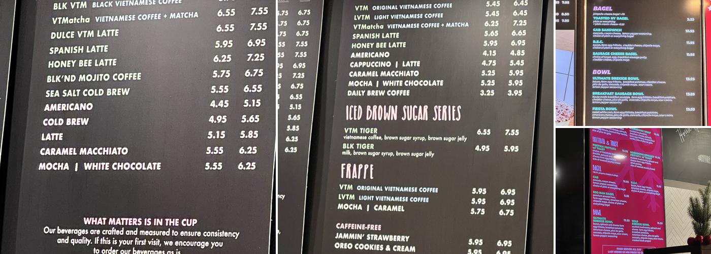 Blk Dot Coffee Menu