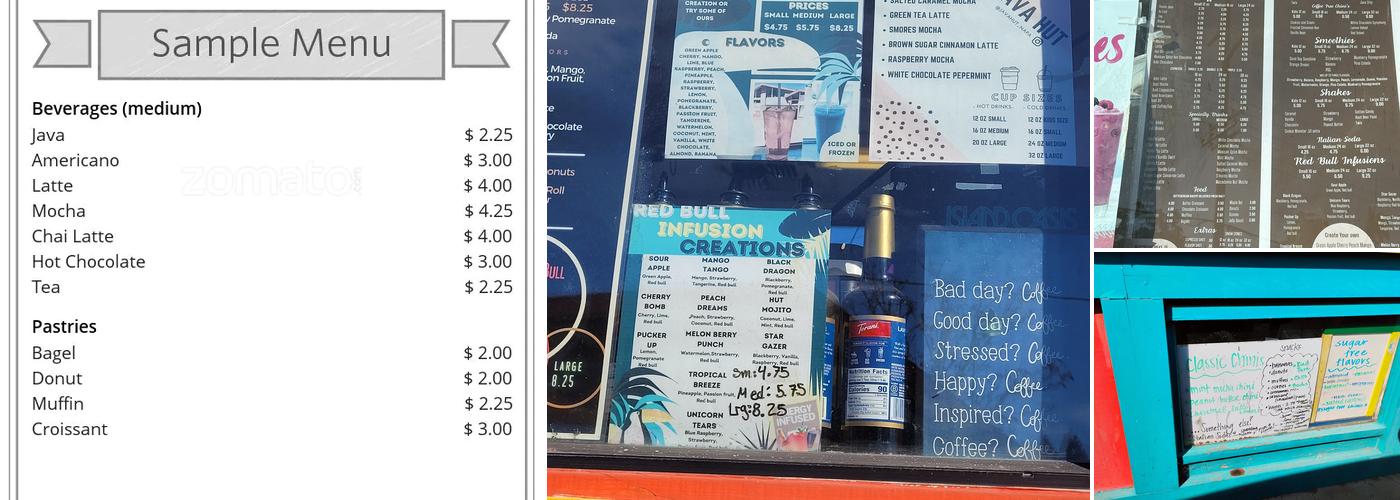 Java Hut Menu