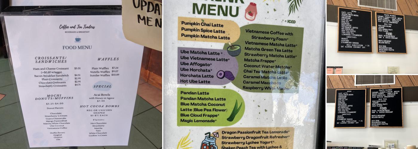 Coffee & Tea Traders Menu