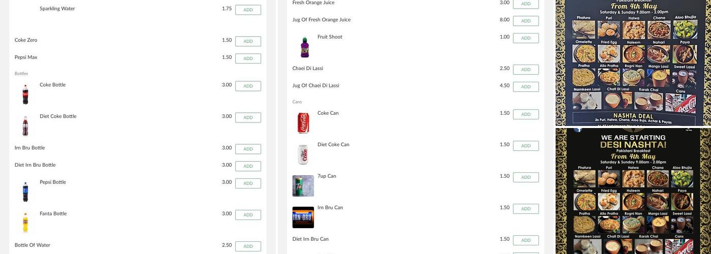 Shinwari Restaurant Menu