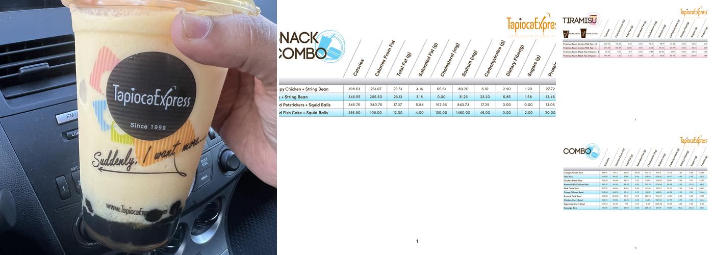 Tapioca Express Menu