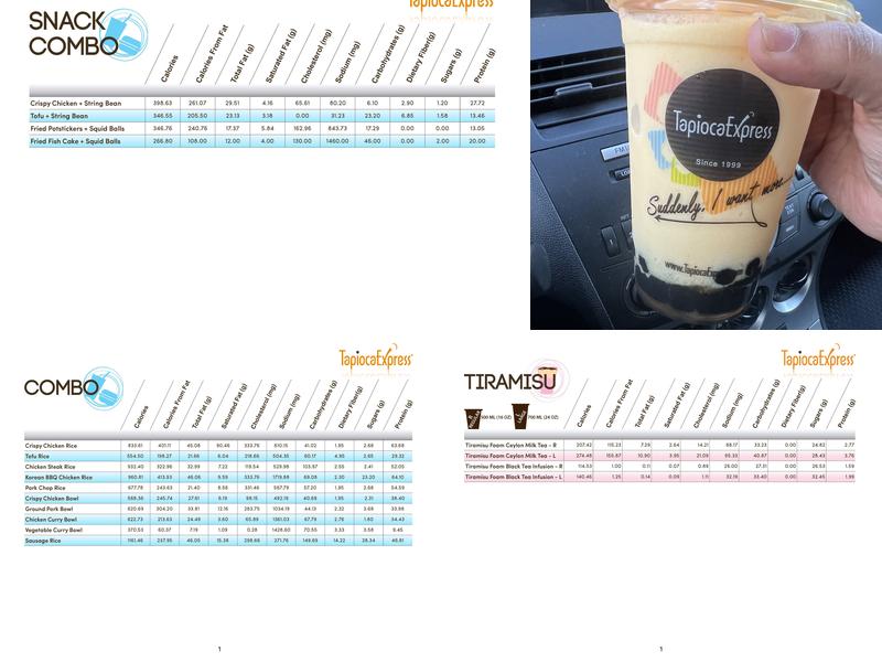 Tapioca Express Menu