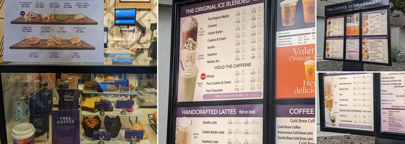 The Coffee Bean & Tea Leaf Menu