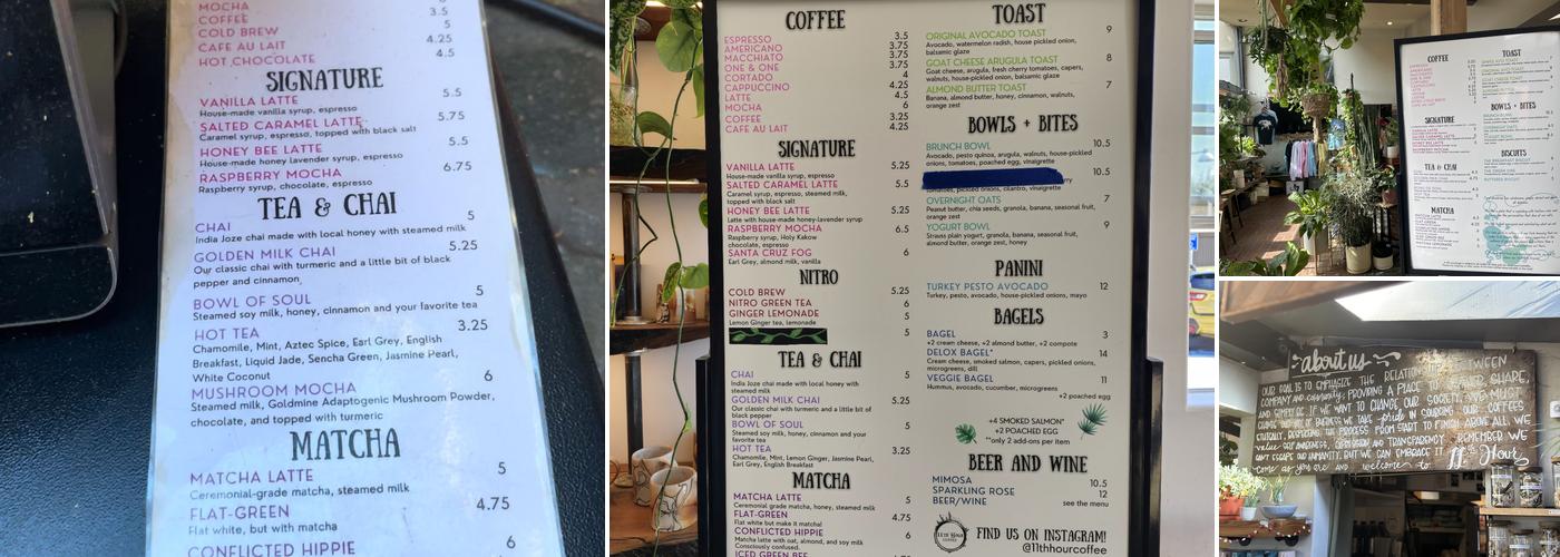 11th Hour Coffee Menu