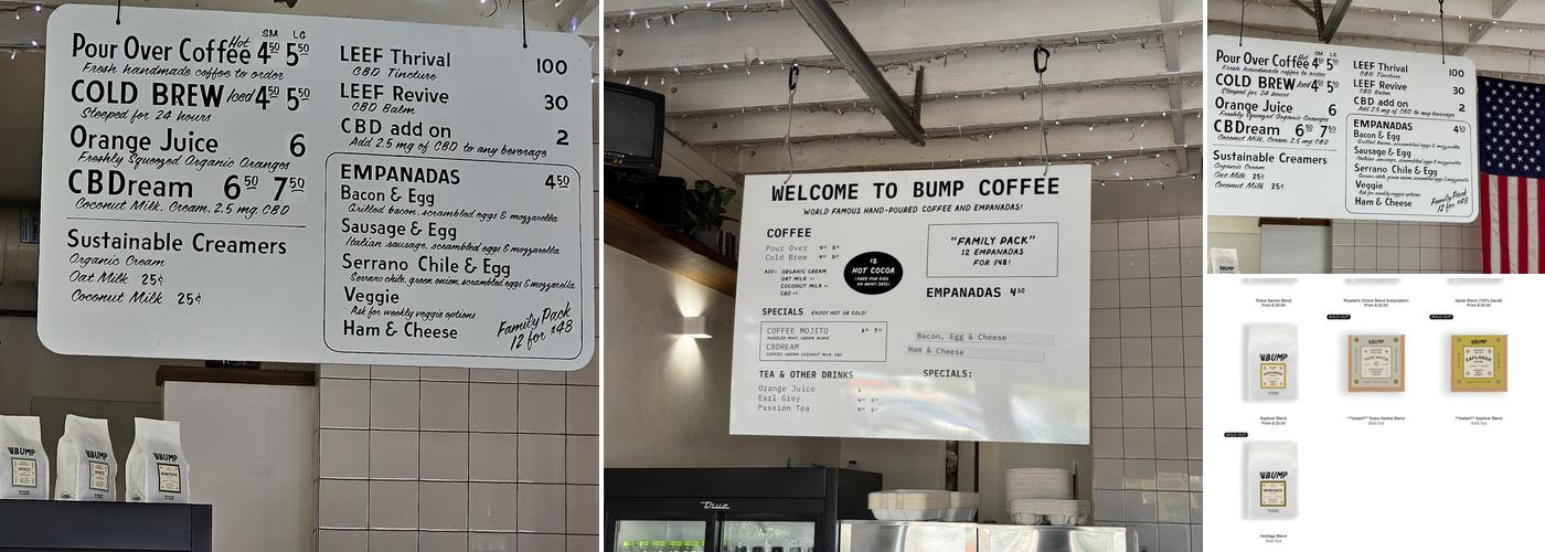 Bump Coffee Menu
