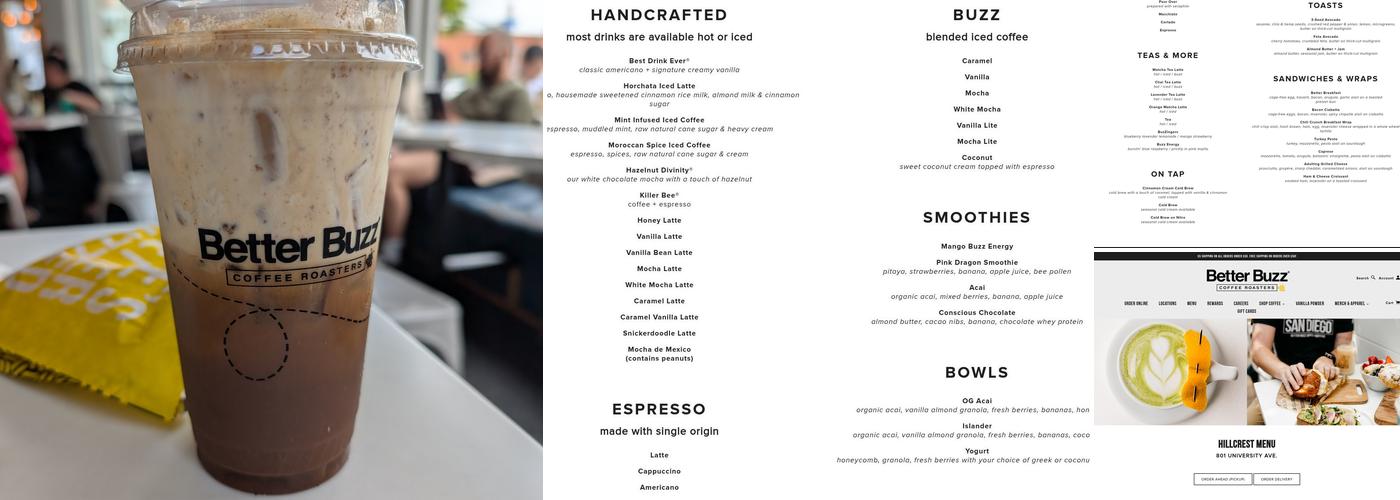 Better Buzz Coffee Hillcrest Menu
