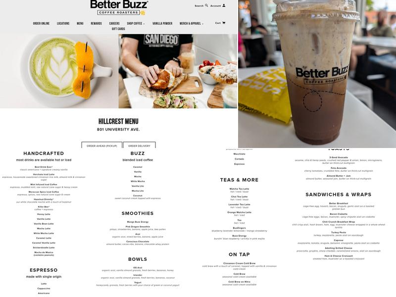 Better Buzz Coffee Hillcrest Menu