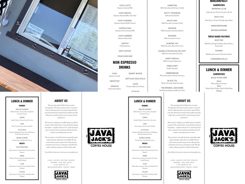 Java Jacks Menu