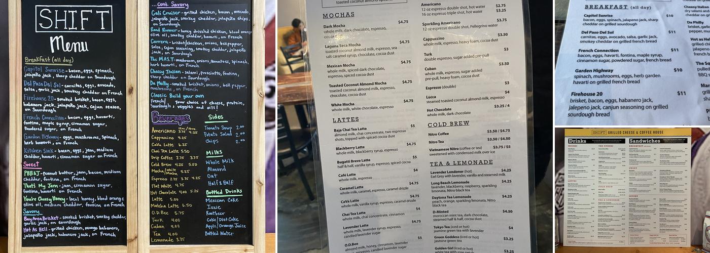 Shift Coffee House Menu