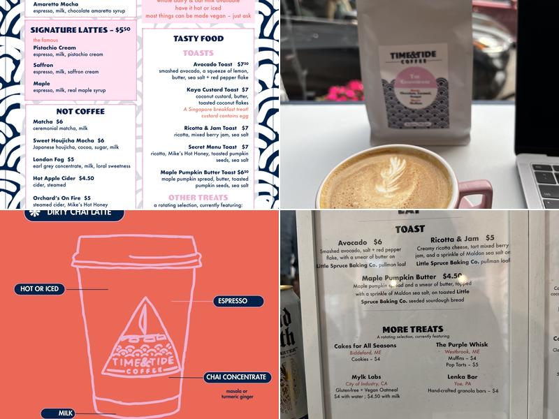 Time & Tide Coffee Menu