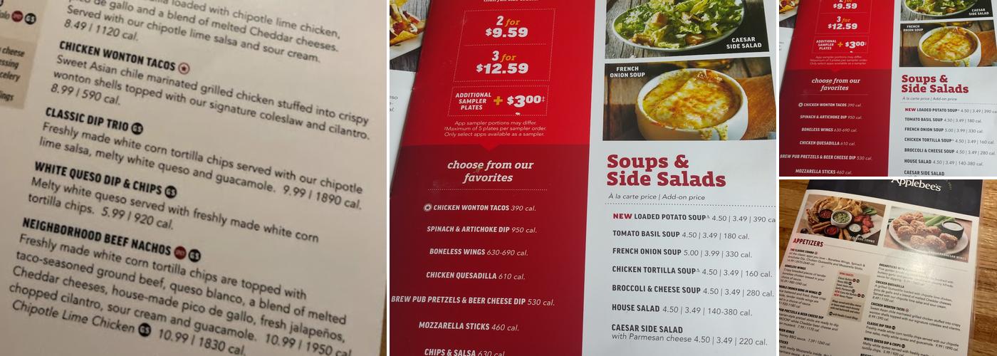Applebee's Grill + Bar Menu