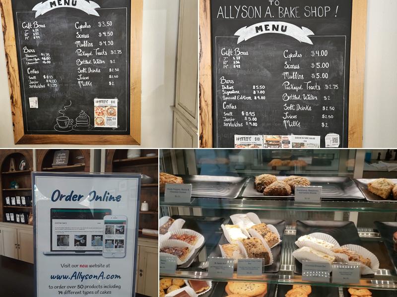 Allyson A Bake Shop Menu