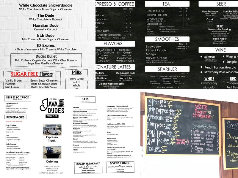 Java Dudes Coffee Company Menu