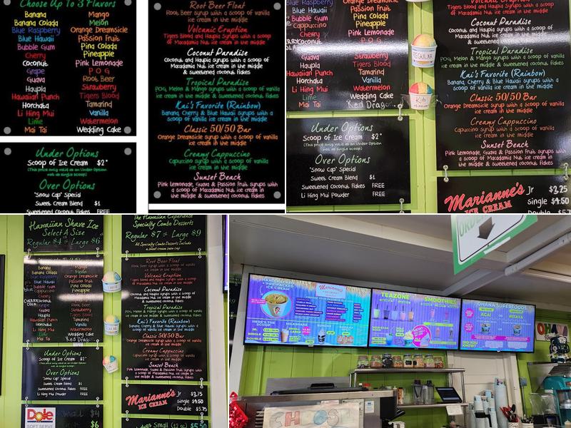 Kai's Ohana Shave Ice and Creamery Menu